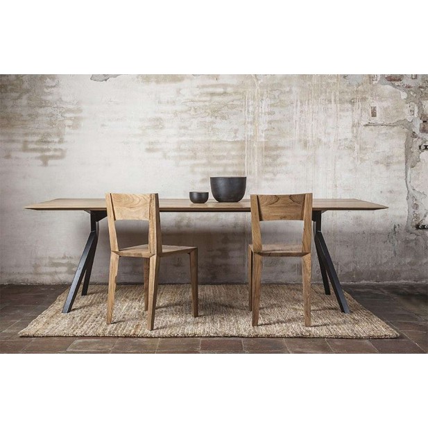 Mesa MAJESTI 240x100 de Comedor, Teca Reciclada / Hierro - Dareels. Vackart