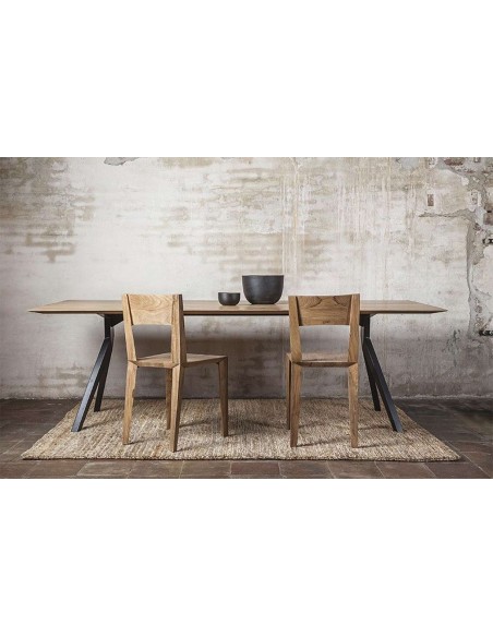 Mesa MAJESTI 240x100 de Comedor, Teca Reciclada / Hierro - Dareels. Vackart