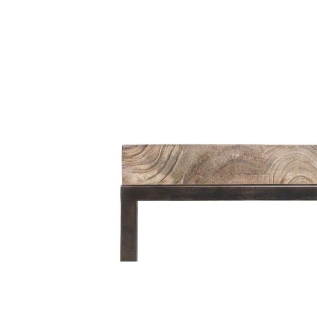 Mesa de Centro TWO 100x100, Teca Reciclada / Hierro - Dareels. Vackart