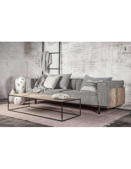 Mesa de Centro ONETWO EROSI 150x60, Teca Reciclada / Hierro - Dareels. Vackart