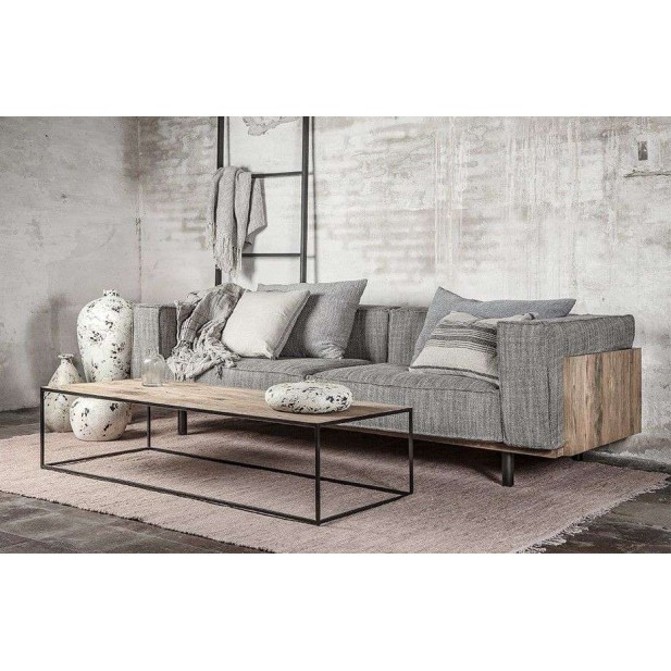 Mesa de Centro ONETWO EROSI 120x60, Teca Reciclada / Hierro - Dareels. Vackart