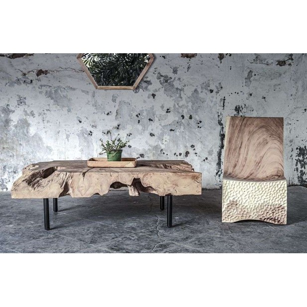 Mesa de Centro ROOT 120x60, Raíz Teca / Metal - Dareels. Vackart