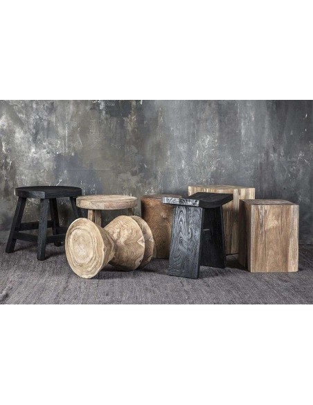 Mesa Auxiliar KYRO Ø40 cm, Teca Reciclada - Dareels. Vackart