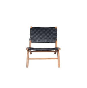 Sillón BELT, Teca Natural / Piel Negra - Dareels. Los originales y exclusivos sillones de diseño de Dareels en Vackart, tu tienda de diseño online.