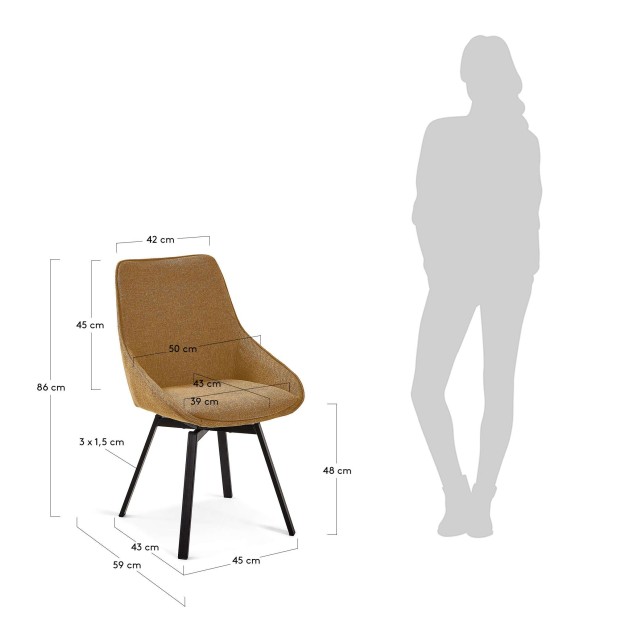 Silla Giratoria JENNA, Mostaza - Kave Home. Vackart Silla Giratoria JENNA, Mostaza - Kave Home. Vackart