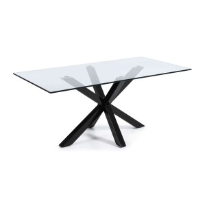 Mesa ARGO 200 cm, cristal patas negro - Vackart. Las originales y exclusivas mesas de diseño de Kave Home en Vackart, tu tienda de diseño online.