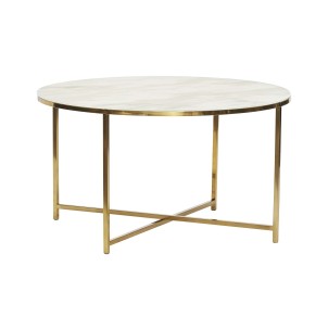 Mesa KÆRLIG, Latón / Cristal Blanco - Hübsch. Las exclusivas mesas de diseño escandinavo de Hübsch en Vackart, tu tienda de diseño online.