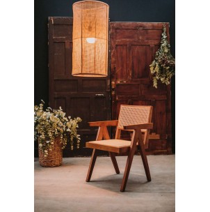 Silla con Brazos CHANDIGARH, Madera Marrón / Ratán Natural. Vackart 2