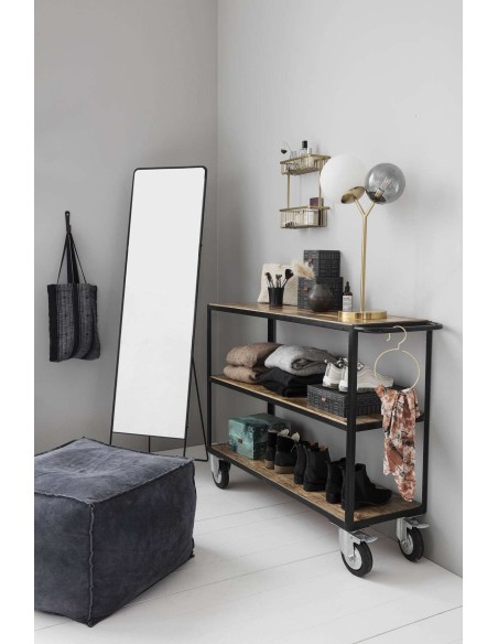 Estantería Carrito SHELVING, Metal Negro / Madera Natural - House Doctor. Vackart