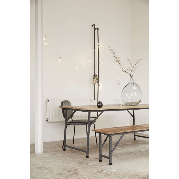 Banco Plegable PARTY, Madera Natural / Metal Negro - House Doctor. Vackart