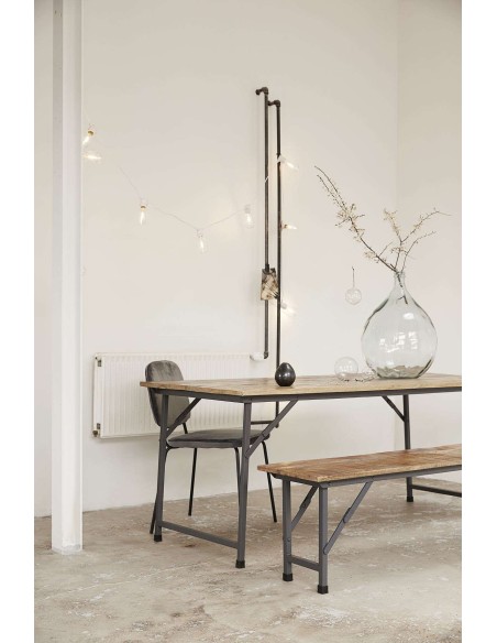 Banco Plegable PARTY, Madera Natural / Metal Negro - House Doctor. Vackart