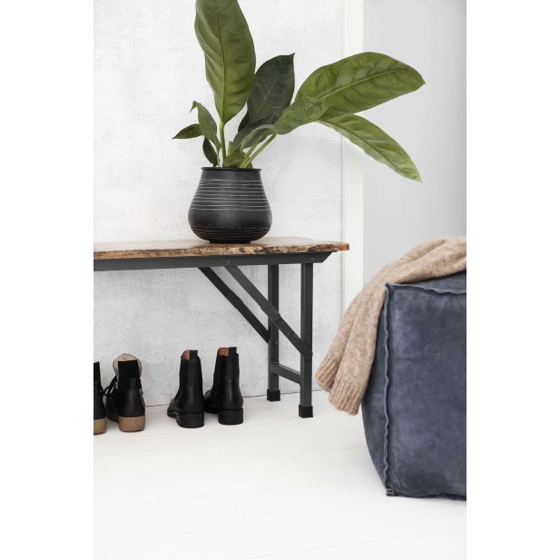 Banco Plegable PARTY, Madera Natural / Metal Negro - House Doctor. Vackart