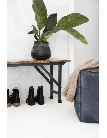 Banco Plegable PARTY, Madera Natural / Metal Negro - House Doctor. Vackart