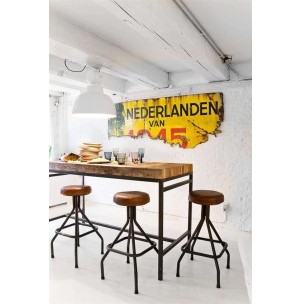 Taburete GAUCHO 79 cm, Metal / Piel Óxido. Vackart 2