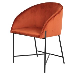 Silla PETUNIA, Terciopelo Terracota / Metal Negro - Vackart. Modernas y exclusivas sillas de diseño nórdico en Vackart, tu tienda diseño online.