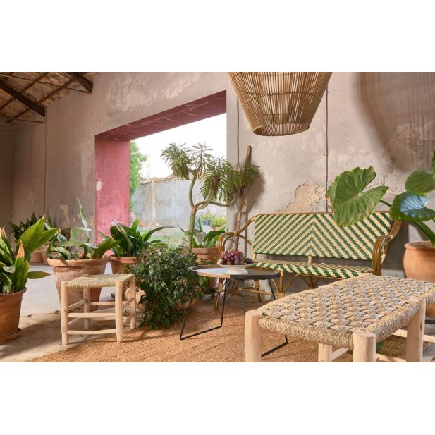 Taburete Bajo KANDICE, Madera / Palma Natural. Vackart