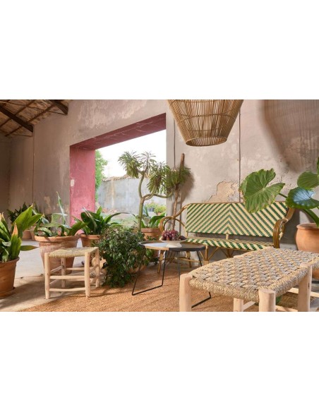 Taburete Bajo KANDICE, Madera / Palma Natural. Vackart