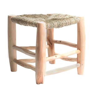 Taburete Bajo KANDICE, Madera / Palma Natural - Vackart. Exclusivos taburetes de diseño nórdico en Vackart, tu tienda diseño online.