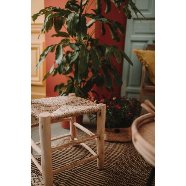 Taburete Bajo KANDICE, Madera / Palma Natural. Vackart