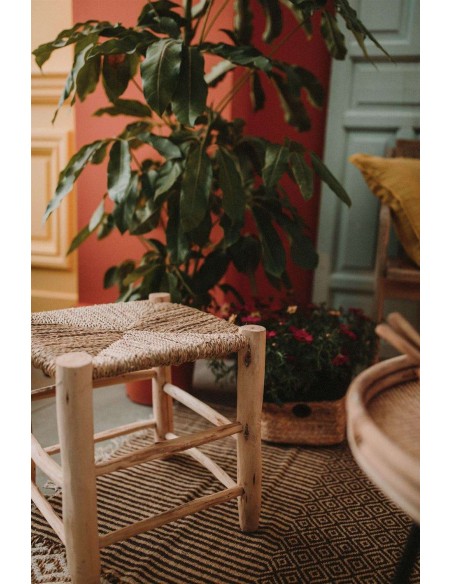 Taburete Bajo KANDICE, Madera / Palma Natural. Vackart