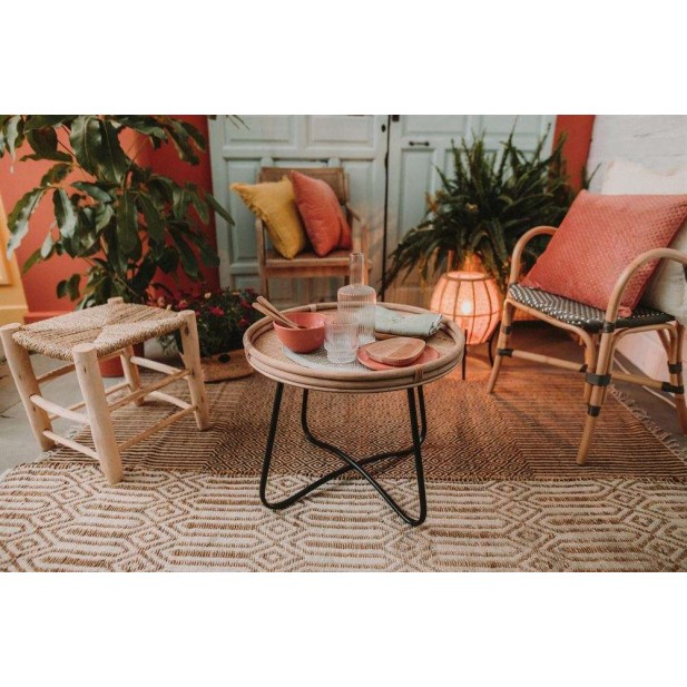 Taburete Bajo KANDICE, Madera / Palma Natural. Vackart