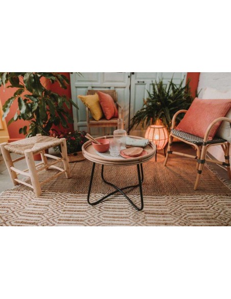 Taburete Bajo KANDICE, Madera / Palma Natural. Vackart