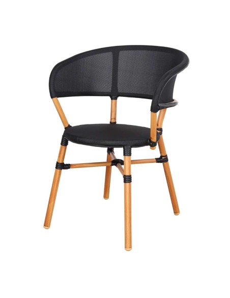 Silla ARHIZA, Metal Natural / Textilene Negro. Vackart