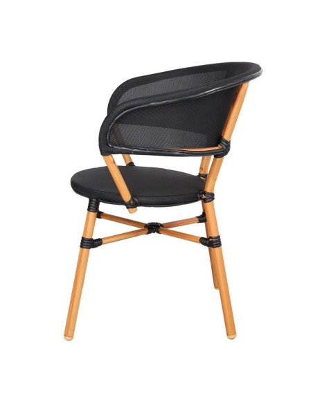 Silla ARHIZA, Metal Natural / Textilene Negro. Vackart