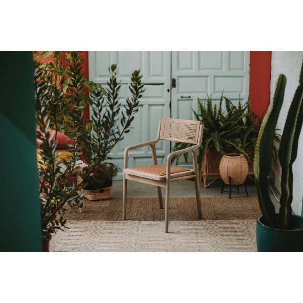 Silla con Brazos ISOS, Madera / Ratán Natural. Vackart