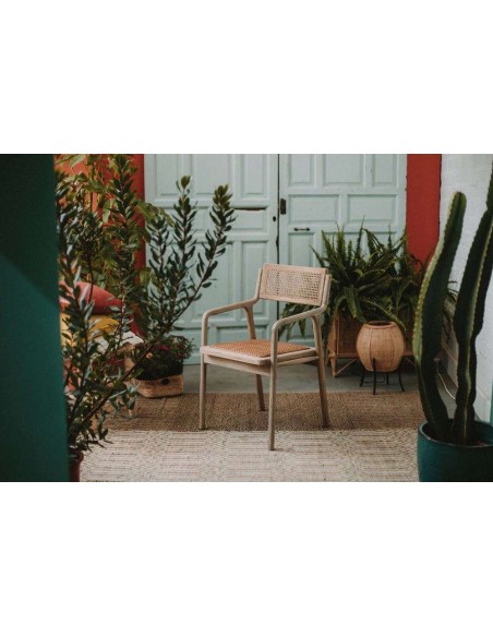 Silla con Brazos ISOS, Madera / Ratán Natural. Vackart