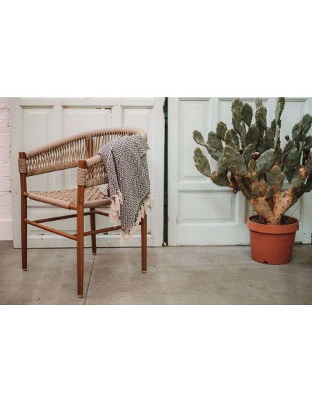 Silla con Brazos VIVIAN, Metal / Cuerda Sintética Natural. Vackart