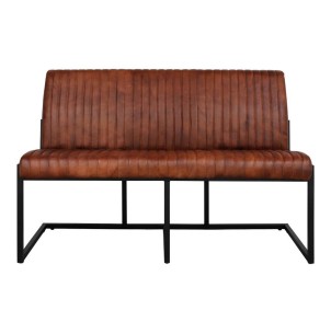 Banco BARNY MARRÓN, Piel / Metal Negro - Vackart. Los modernos y exclusivos bancos de diseño nórdico en Vackart, tu tienda de diseño online.