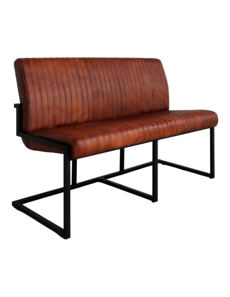 Banco BARNY MARRÓN, Piel / Metal Negro. Vackart