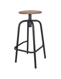 Taburete ANDERSON Alto 76 cm, Metal Negro / Madera Natural