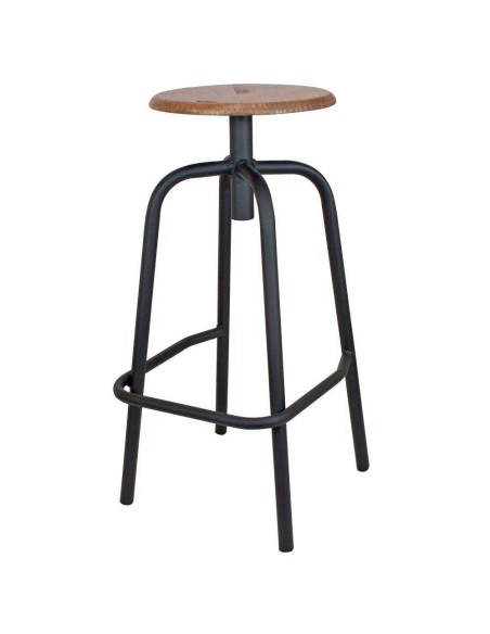 Taburete ANDERSON Alto 76 cm, Metal Negro / Madera Natural. Vackart