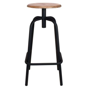 Taburete ANDERSON Alto 76 cm, Metal Negro / Madera Natural. Vackart 2