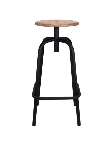 Taburete ANDERSON Alto 76 cm, Metal Negro / Madera Natural. Vackart