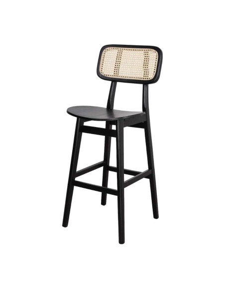 Taburete BRISBANE 77 cm, Madera Negra / Ratán Natural. Vackart