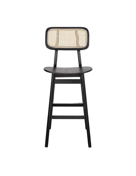 Taburete BRISBANE 77 cm, Madera Negra / Ratán Natural. Vackart