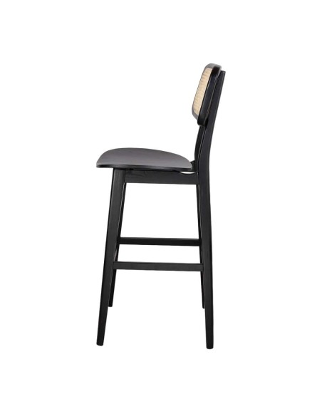 Taburete BRISBANE 77 cm, Madera Negra / Ratán Natural. Vackart