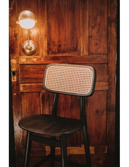 Taburete BRISBANE 77 cm, Madera Negra / Ratán Natural. Vackart