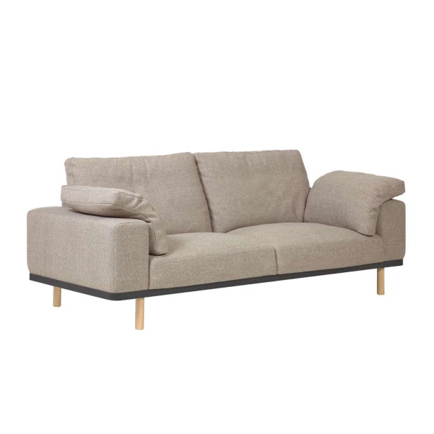 Sofá Noa de 3 plazas con cojines beige patas acabado natural 230 cm  - Kave Home