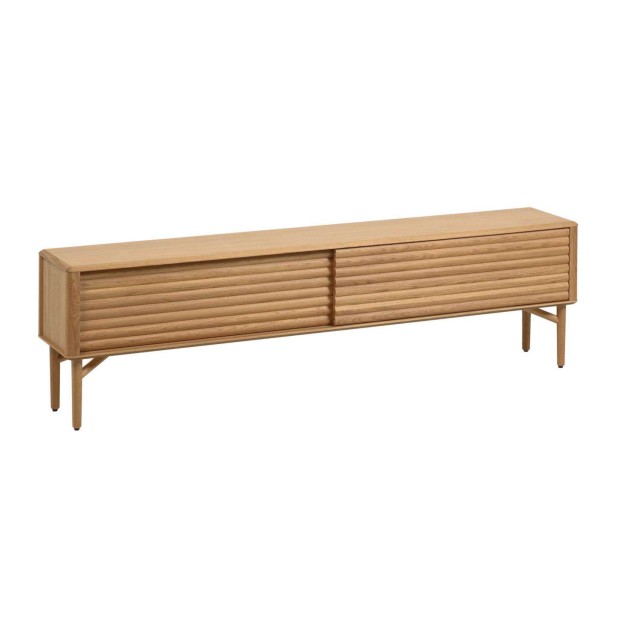 Mueble TV Lenon 200 x 57 cm de madera maciza y chapa de roble  - Kave Home