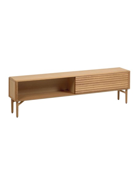 Mueble TV Lenon 200 x 57 cm de madera maciza y chapa de roble  - Kave Home