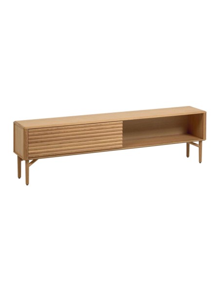 Mueble TV Lenon 200 x 57 cm de madera maciza y chapa de roble  - Kave Home