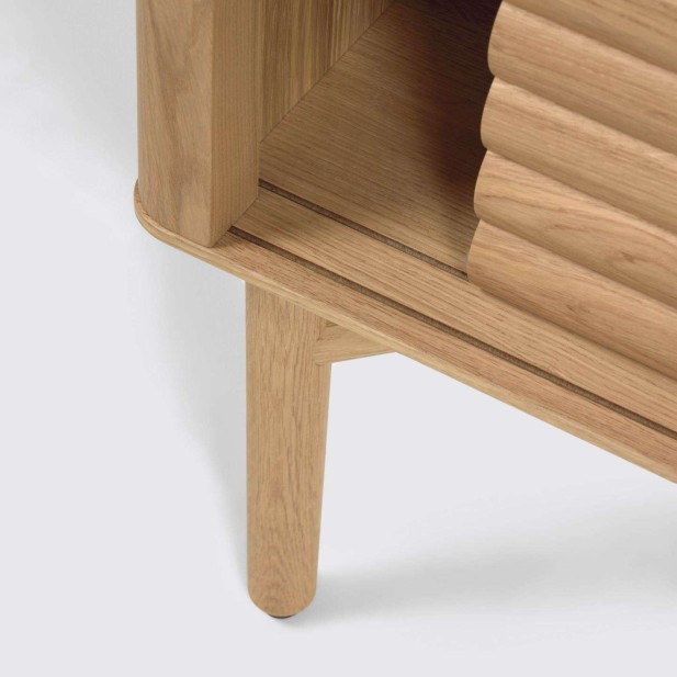 Mueble TV Lenon 200 x 57 cm de madera maciza y chapa de roble  - Kave Home