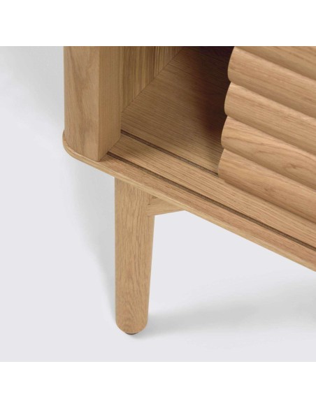 Mueble TV Lenon 200 x 57 cm de madera maciza y chapa de roble  - Kave Home