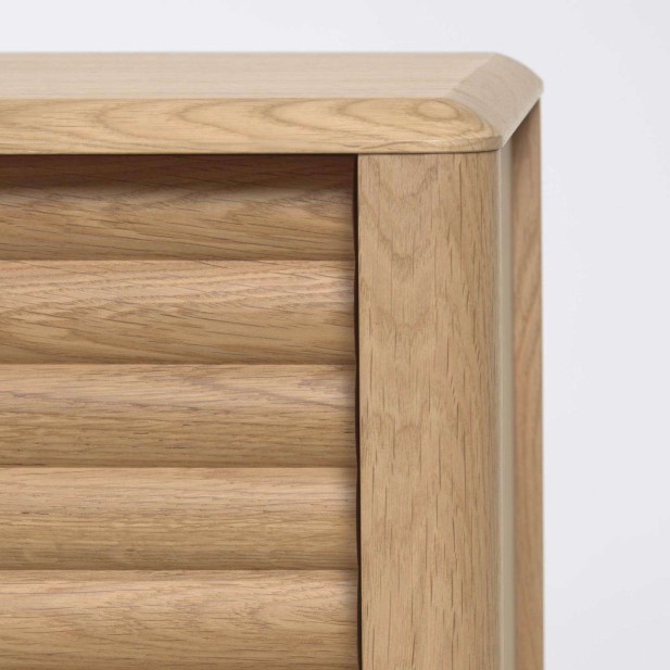 Mueble TV Lenon 200 x 57 cm de madera maciza y chapa de roble  - Kave Home