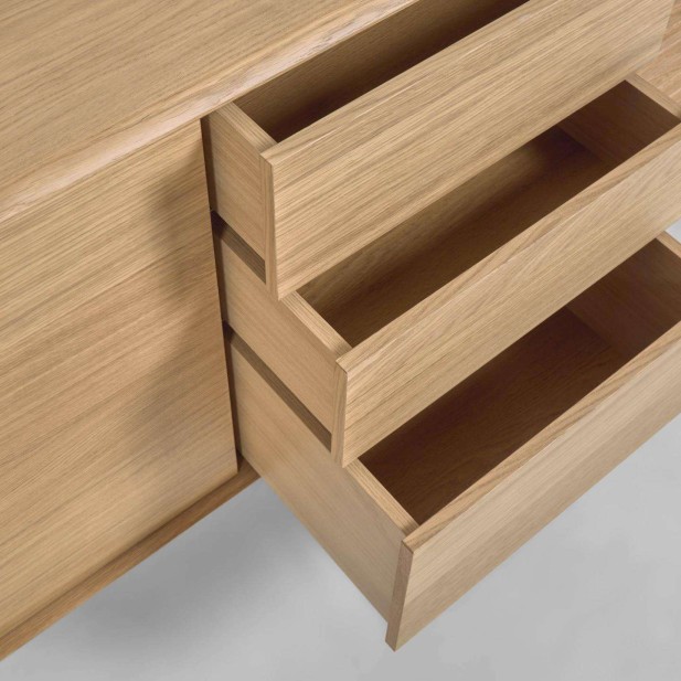 Aparador Lenon 200 x 86 cm de madera maciza y chapa de roble  - Kave Home