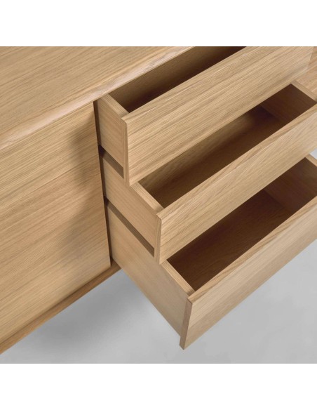 Aparador Lenon 200 x 86 cm de madera maciza y chapa de roble  - Kave Home